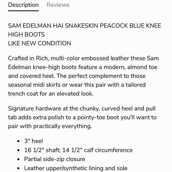 Sam Edelman Hai Women's Blue Snakeskin boots - Picture 15 of 15